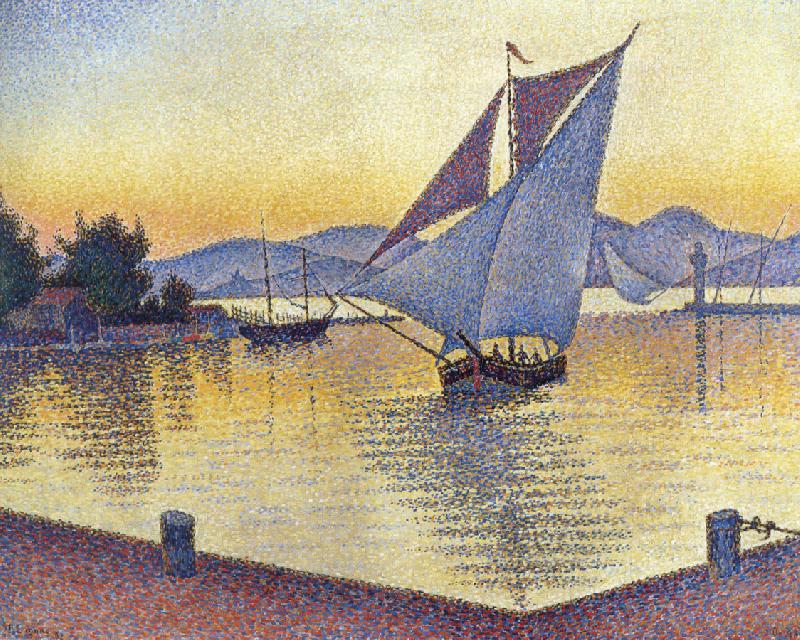 Paul Signac port at sunset Norge oil painting art